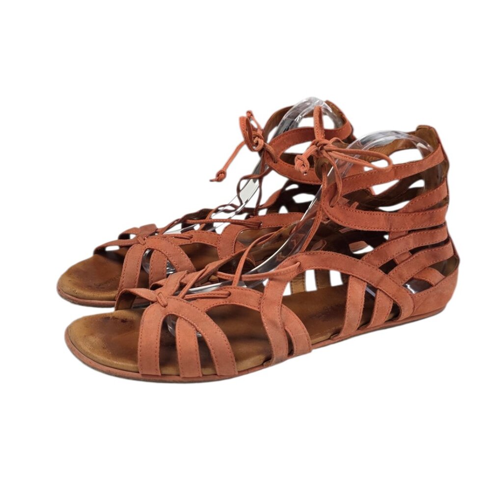Gentle Souls Leather Strappy Lace Up Gladiator Sandals, Open Toe, Size 10M